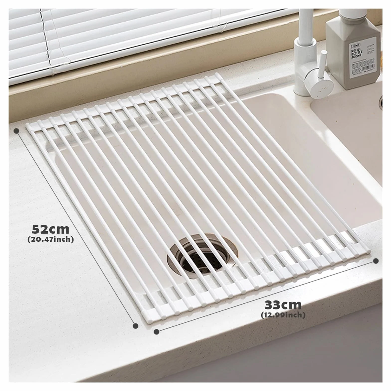 escurridor de platos plegable silicona Escurridor de platos plegable for cocina, rejilla secado enrollable silicona, escurridor fregadero que ahorra espacio, multiusos, herramientas(33*52cm)