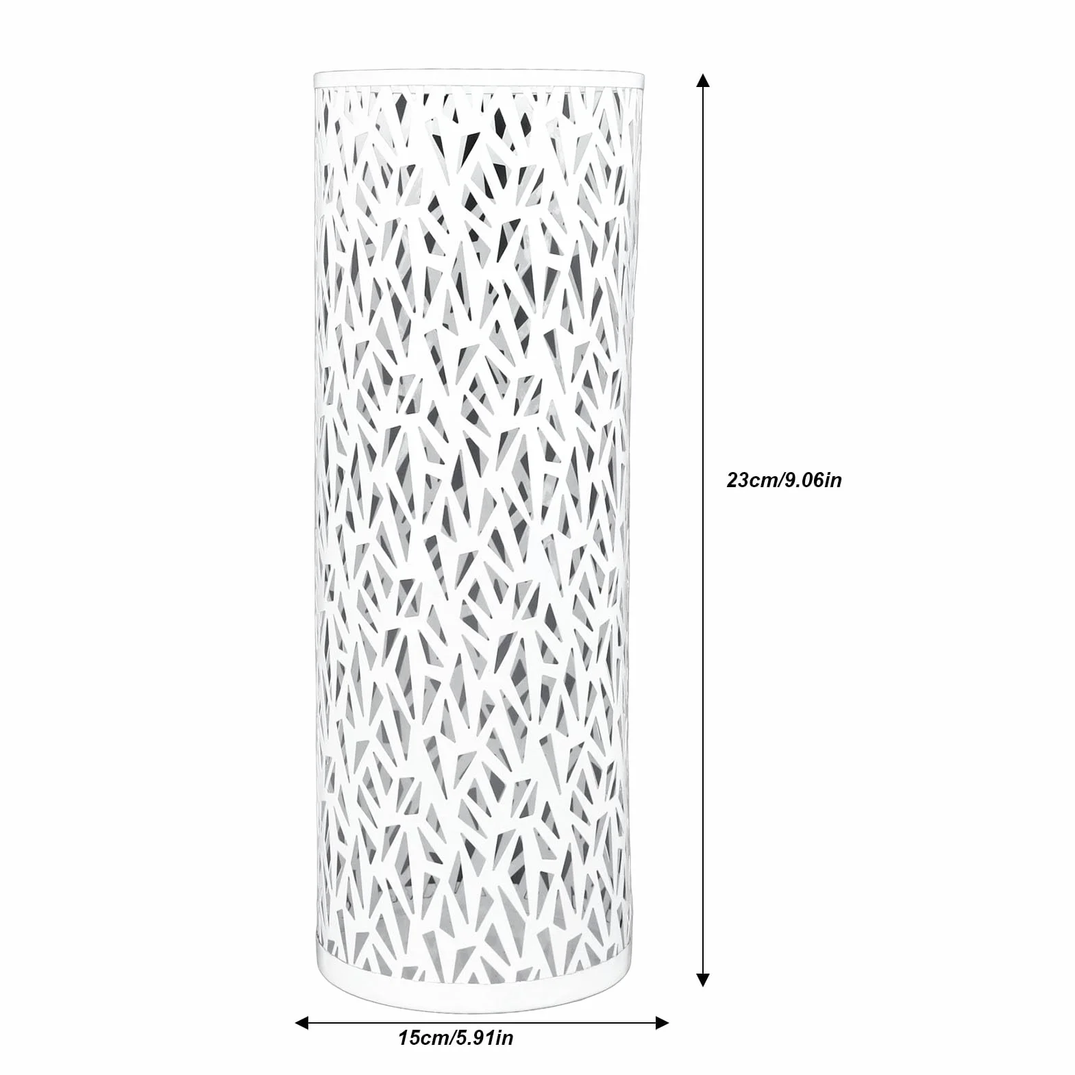 Paragüero Redondo de Metal con Diseño de Patrón Hueco, para Entrada, Oficina, Hogar, Paragüero con 4 Ganchos y Bandeja de Goteo Desmontable (S (30-59 cm/11,81-23,23 Pulgadas))