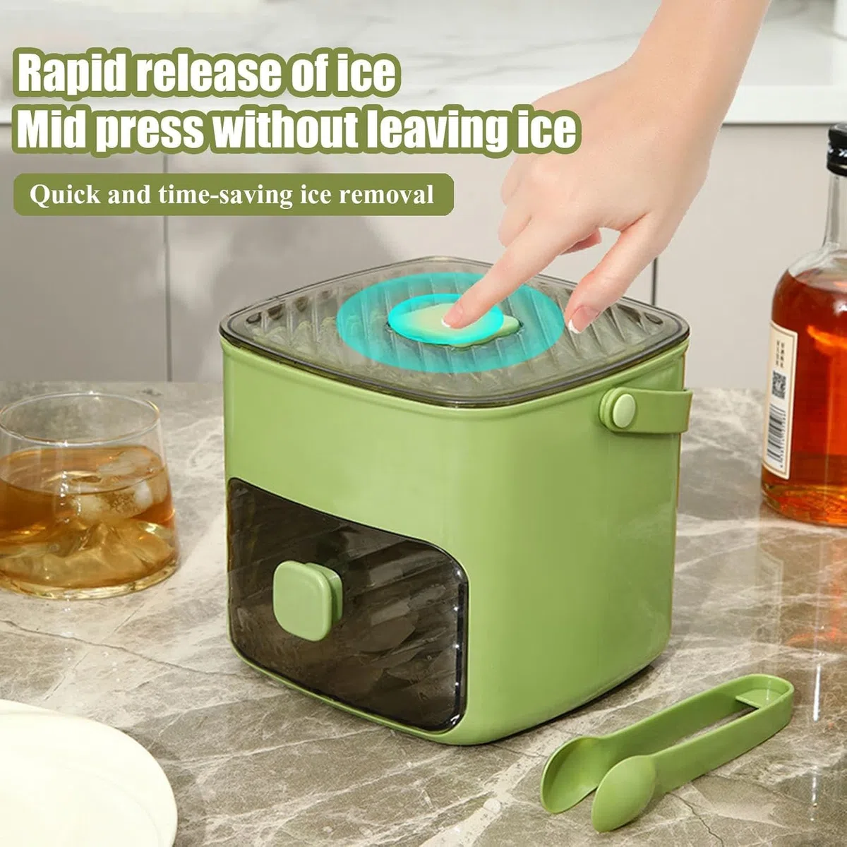 Pequeña máquina de cubitos de hielo, con 48 rejillas, molde para cubitos de hielo con cajón y recipiente de almacenamiento, cubitos de hielo con recipiente para cubitos de hielo, para Home