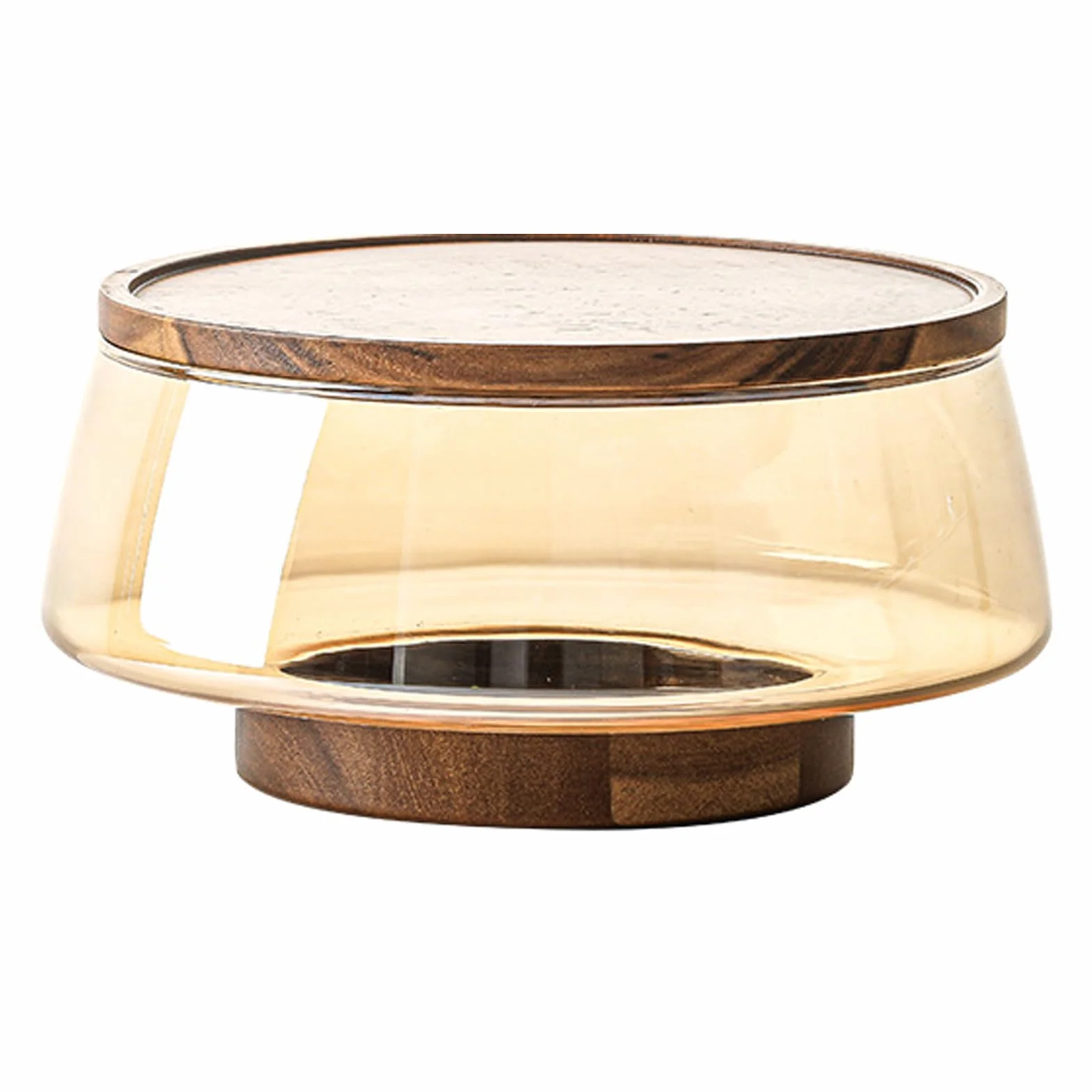 Juego de bandeja de frutas y ensaladera de madera de acacia, plato de servir de pie alto para frutas y ensaladas, diseño acanalado, base de madera grande, perfecta para entretenimiento y decoración
