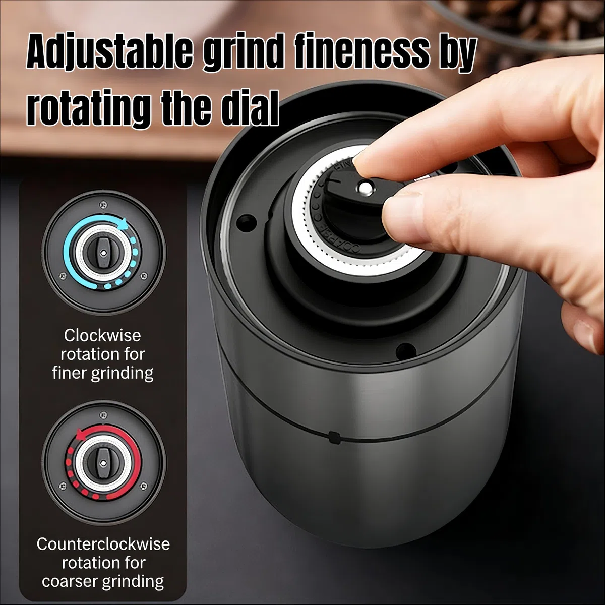 Molinillo de café eléctrico pequeño – Molinillo de café eléctrico con mecanismo de cerámica, grado de molienda ajustable (40 niveles), recipiente de granos de 25 g, funcionamiento silencioso con un