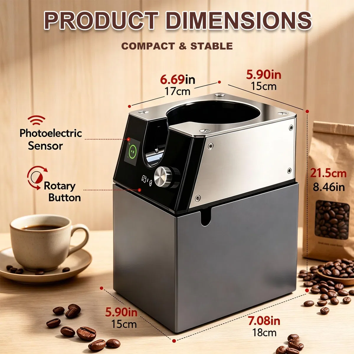 Limpiador automático de portafiltros para Espresso con Cabezales de Cepillo Intercambiables, Seguro y fácil de Usar en el hogar y en establecimientos comerciales 110V