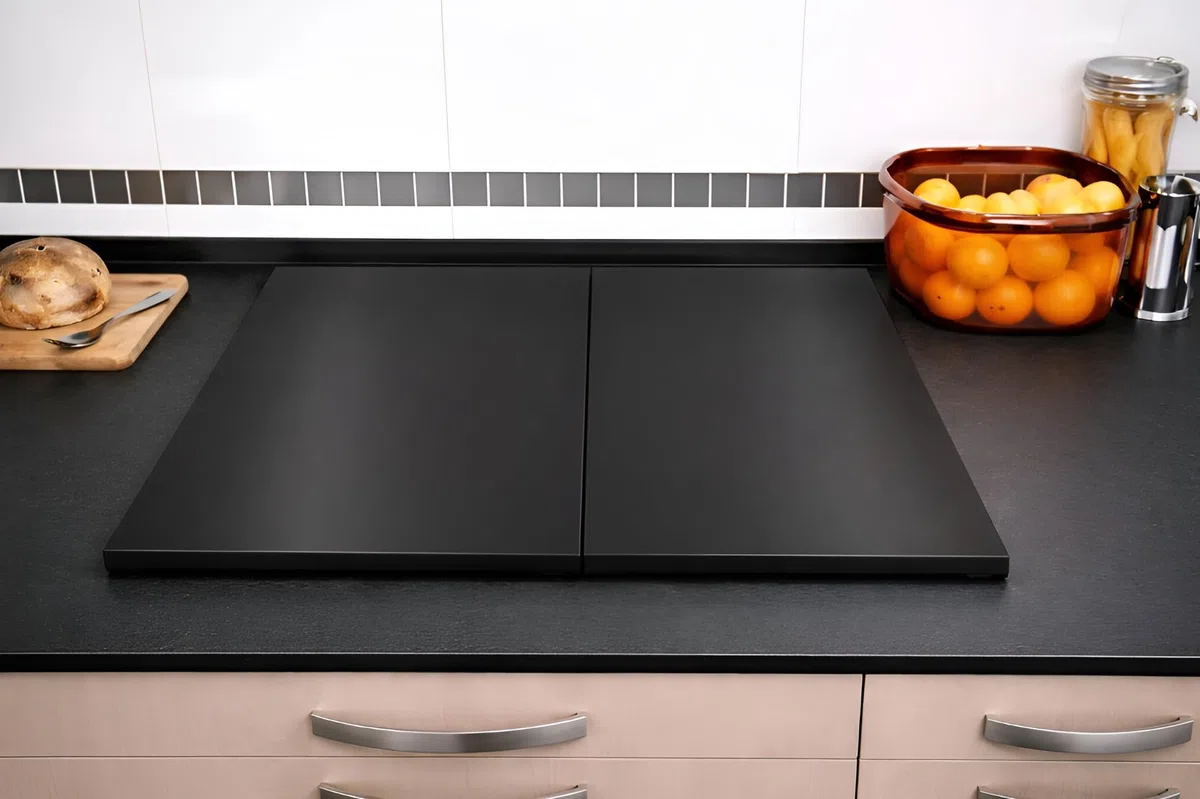 Tapa para vitrocerámica. Tapa cocina inducción (No GAS). 55 x 33 x 2,5 cm. Muy resistente. Hecho en España. Protector de vitroceramica, cubrevitroceramicas (2, Negro)