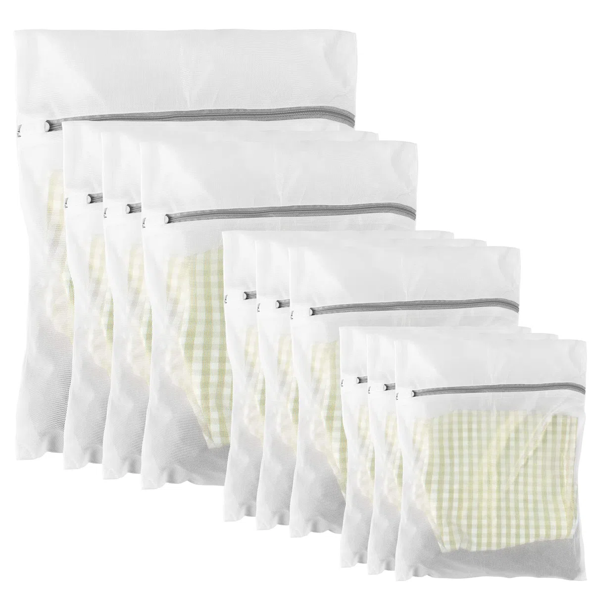 Paquete de 10 bolsas de malla para ropa delicada con cremallera antioxidante, bolsas de lavandería blancas de malla, bolsas de lavado de fácil ajuste, brasier, calcetines, lencería, tenis,