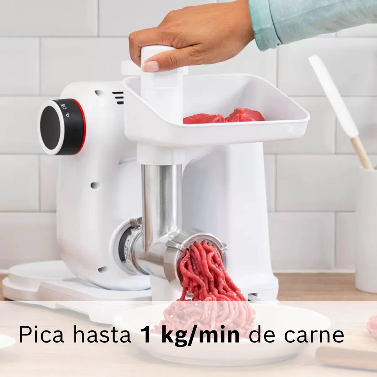 Bosch - Picadora de carne, Accesorio MUM Serie 2, Blanco y Acero, MUZS2FWW