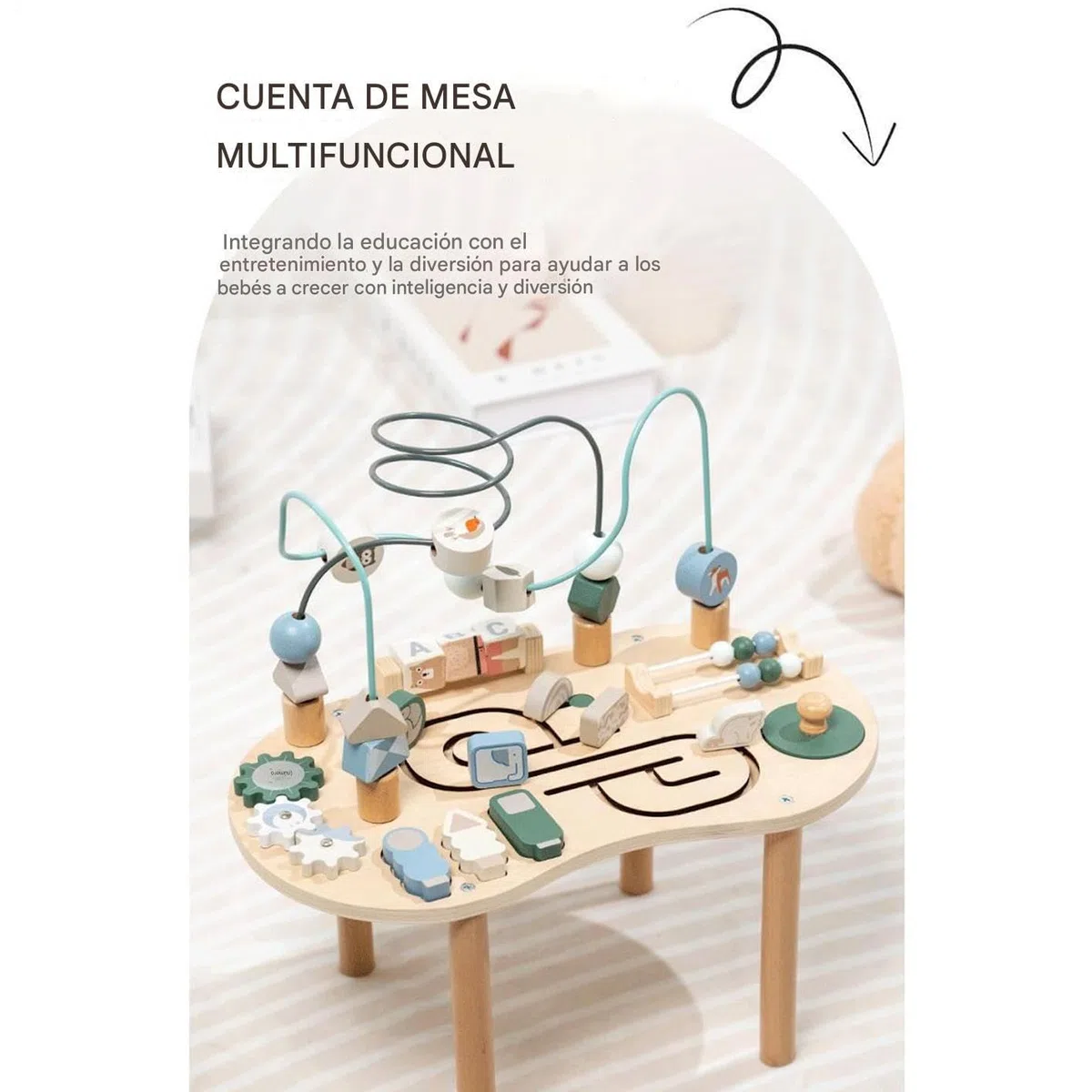 Mesa Sensorial para Bebés,Mesa de Juego de Madera | Juego Educativo de Madera Regalo Interior Familia