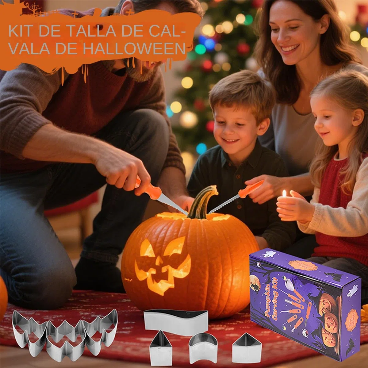 Kit De Herramientas Para Tallar Calabazas De Halloween | Set para Tallar Calabazas 'Lantern | Juego De 37 Piezas En Acero Inoxidable Robusto Para Toda La Familia