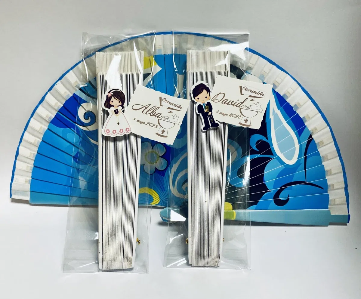 Abanicos Primera Comunión Niño o Niña para Invitadas modernos personalizados (pack 6 unidades) Regalos Recuerdos decorados