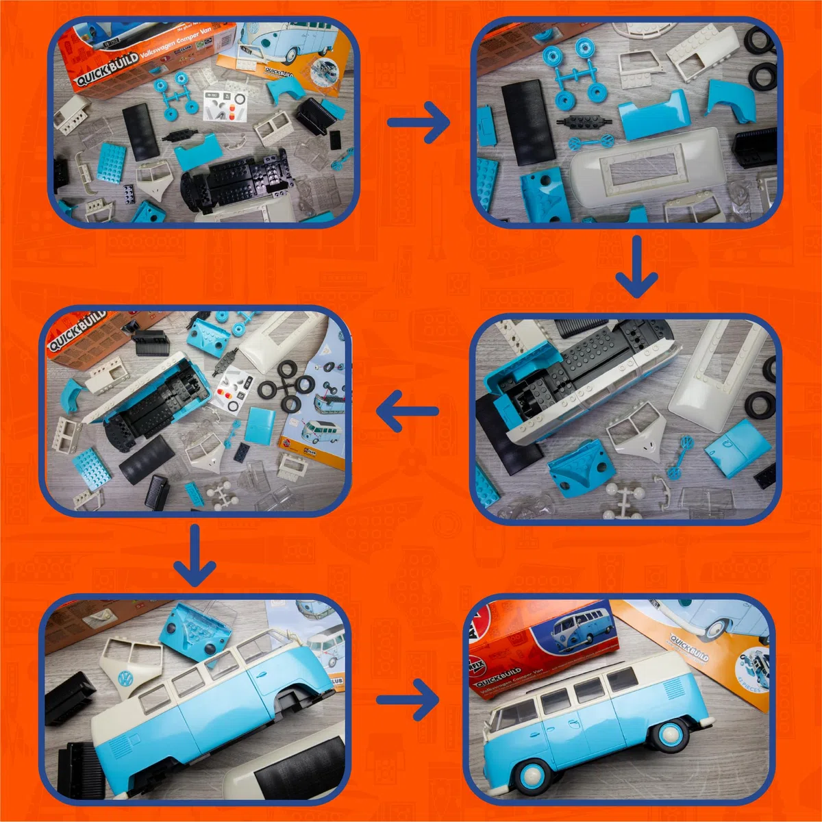 Airfix QUICKBUILD VW Camper Van, Kit de Modelado, Azul