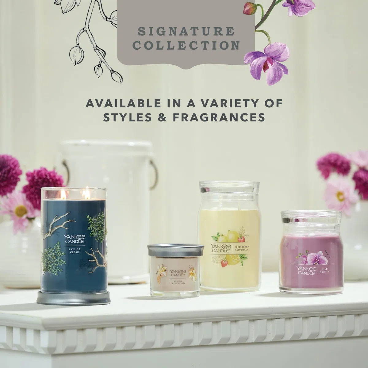 Yankee Candle Vela aromática de orquídea salvaje, tarro mediano de 13 onzas, con 2 mechas, más de 35 horas de tiempo de combustión