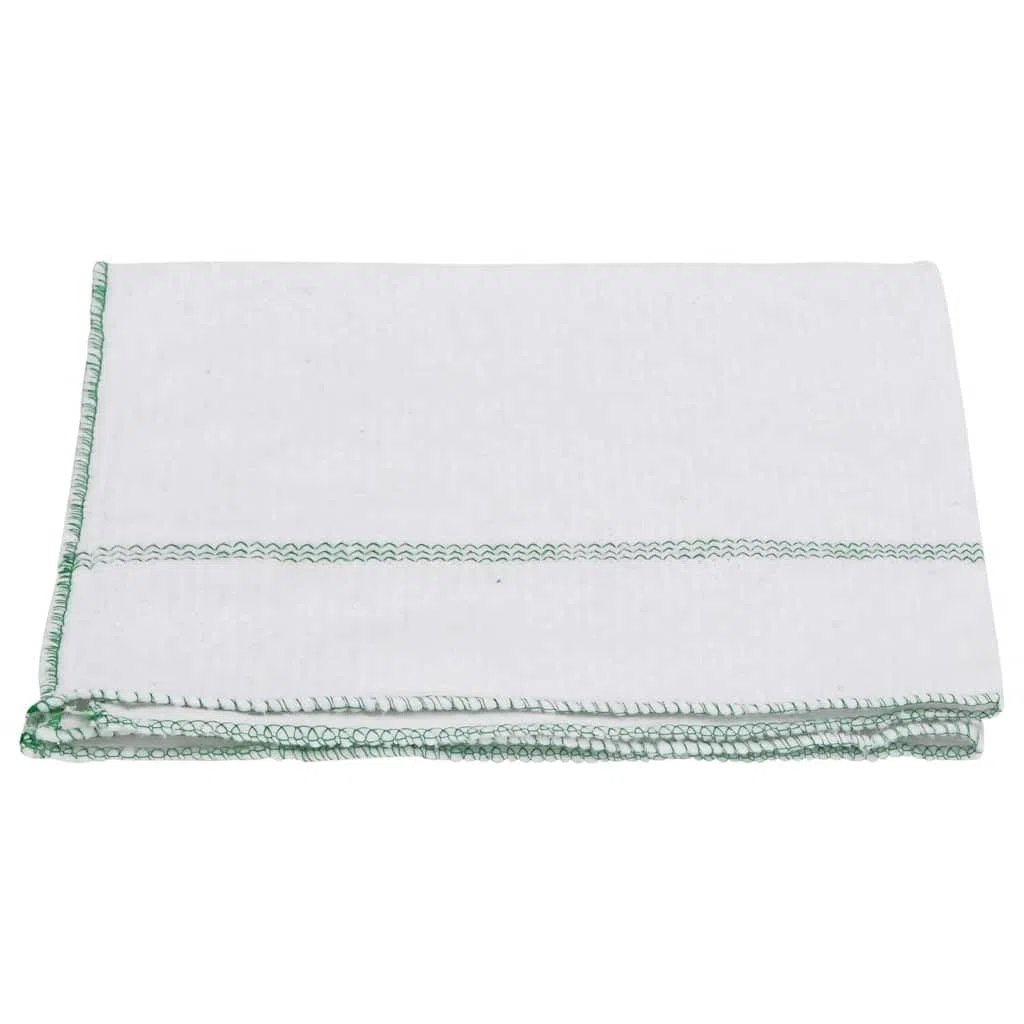 Paños de limpieza 10 unidades blanco verde rayas 50 x 60 cm algodón poliéster con bordes overlock para el hogar, cocina, baño, cuidado del suelo y eliminación de manchas