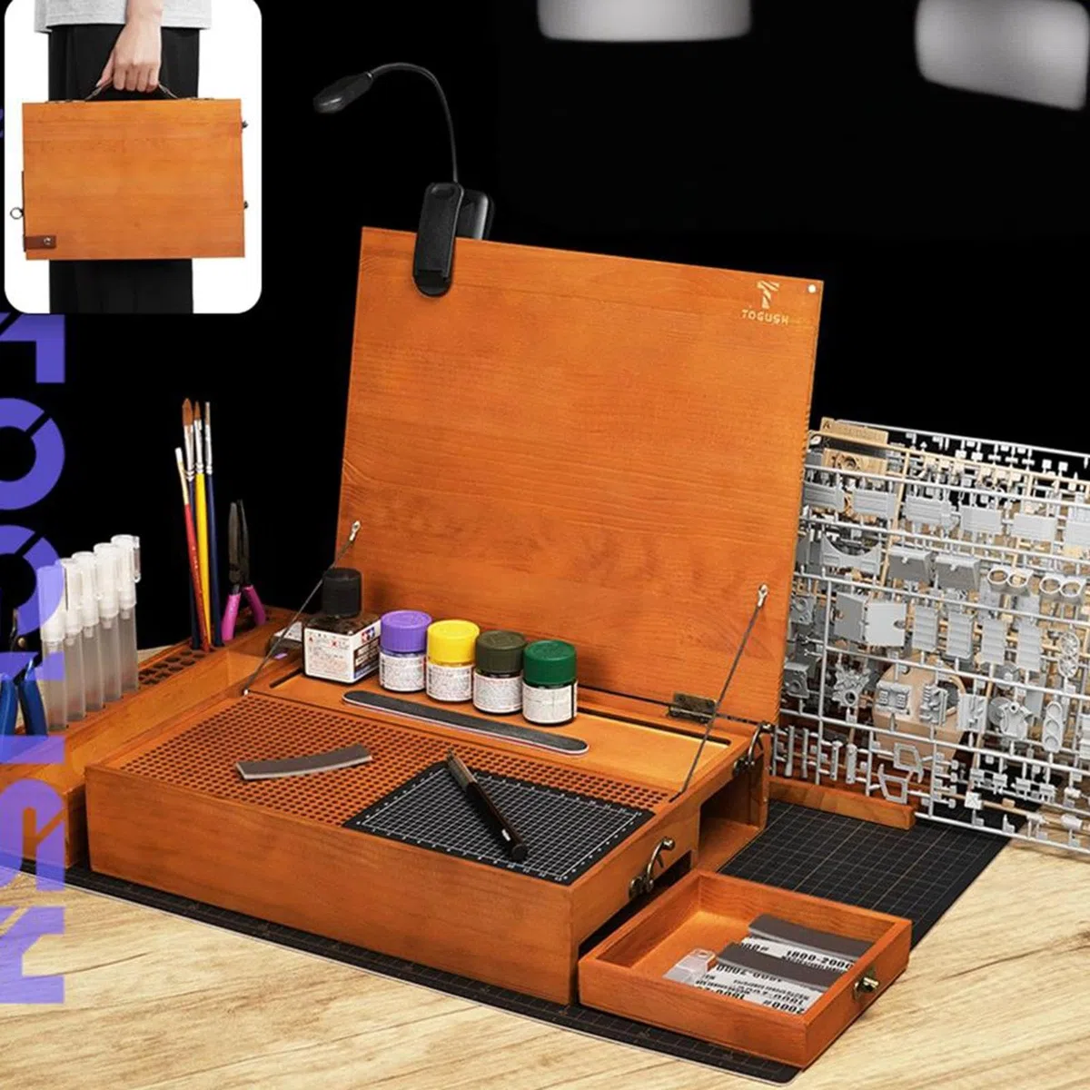 MagiDeal Mesa Portátil para Maquetas con Iluminación para Accesorios de Modelismo.