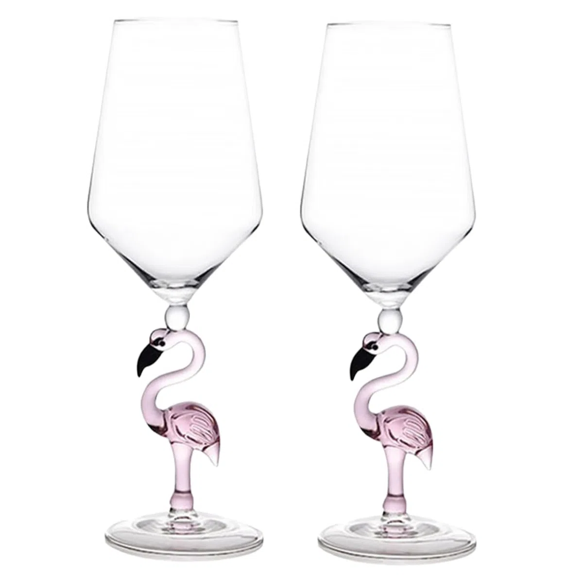 PRETYZOOM 2 Copas de Vino de Vidrio, 330ml, Diseño de Flamenco Rosa, Resistentes al Desgaste, para Fiestas y Bares