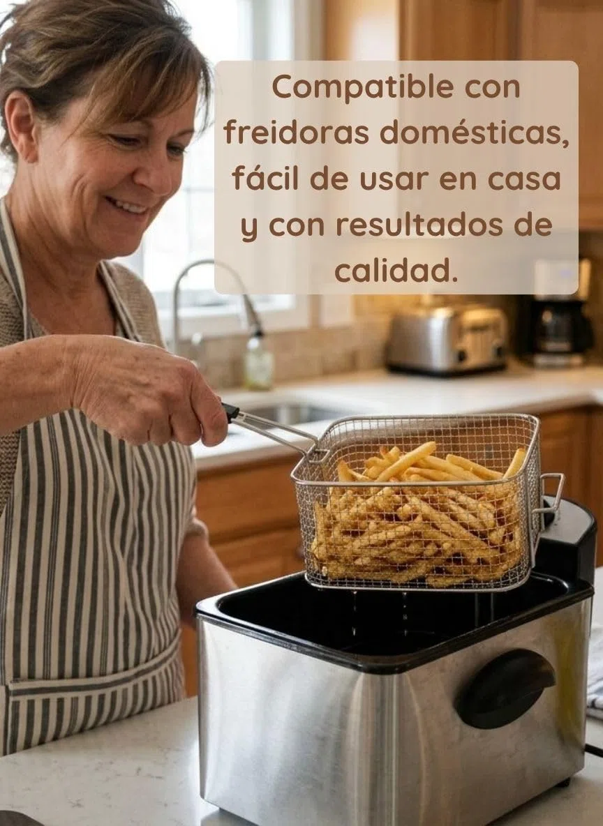 FRAN&CRIS SHOP Cesta Freidora de Acero Inoxidable. Cestillo Freidora de 21x18.5x11 cm., Cestillo para Freír con Mango ergonómico eficaz para cocinas domésticas y Profesionales.