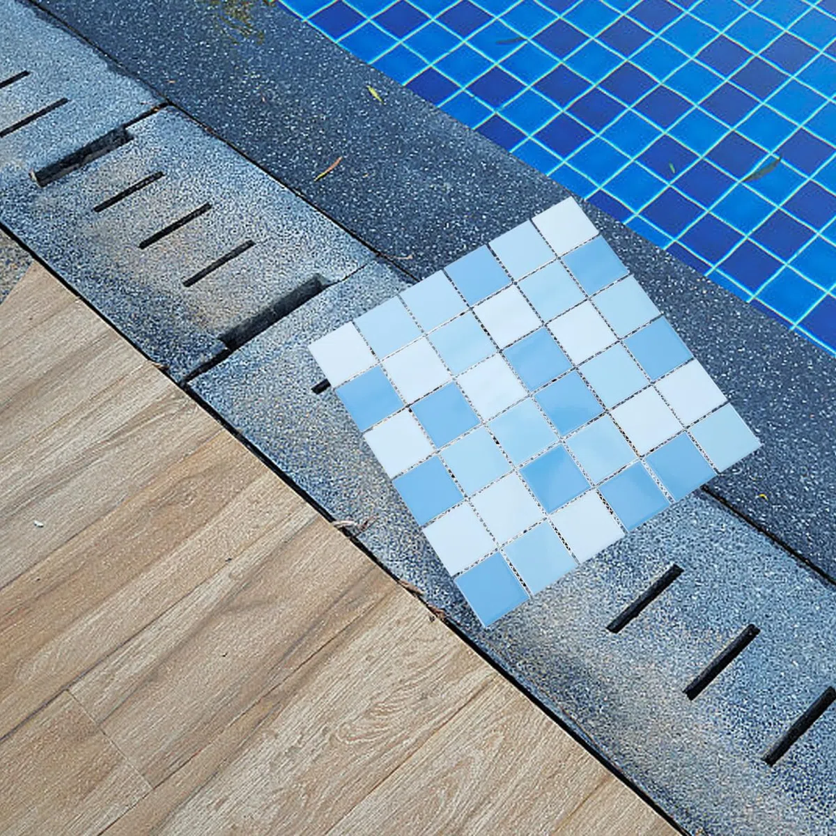 Levemolo 36 azulejos decorativos de cerámica para piso de piscina, mosaico duradero para fondo del hogar, fácil de incrustar, azulejos azules brillantes para reparación de baño y spa