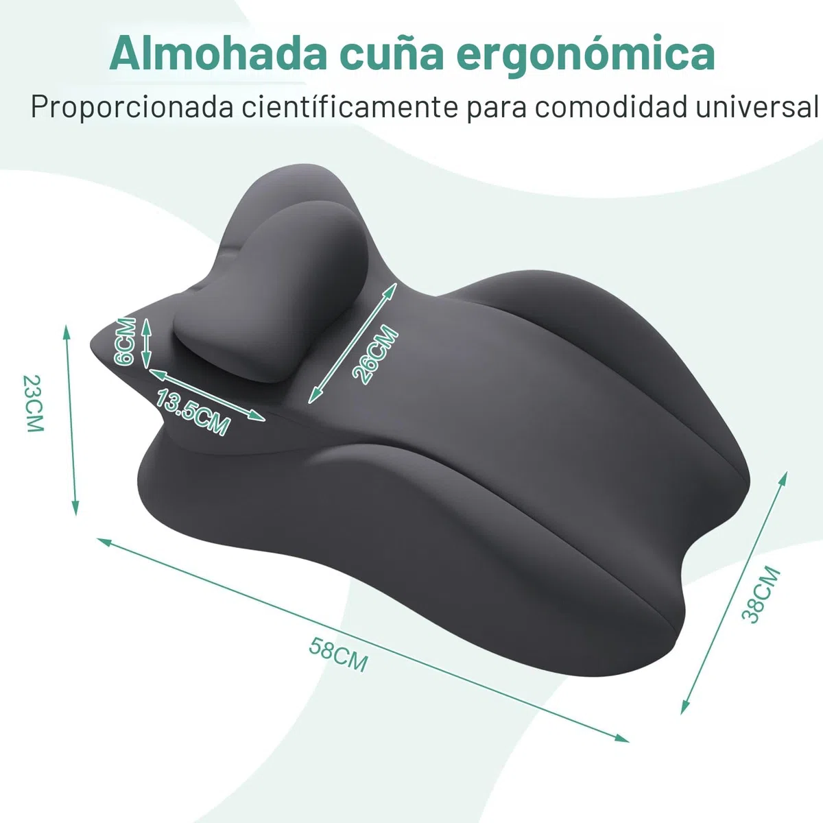 Almohada en Forma de Cuña Ergonómica - Almohada para Dormir Boca Abajo y Leer en la Cama, Alivia el Dolor de Espalda y Brinda Soporte al Sentarse, Soporte Lumbar y Cervical con Funda Removible
