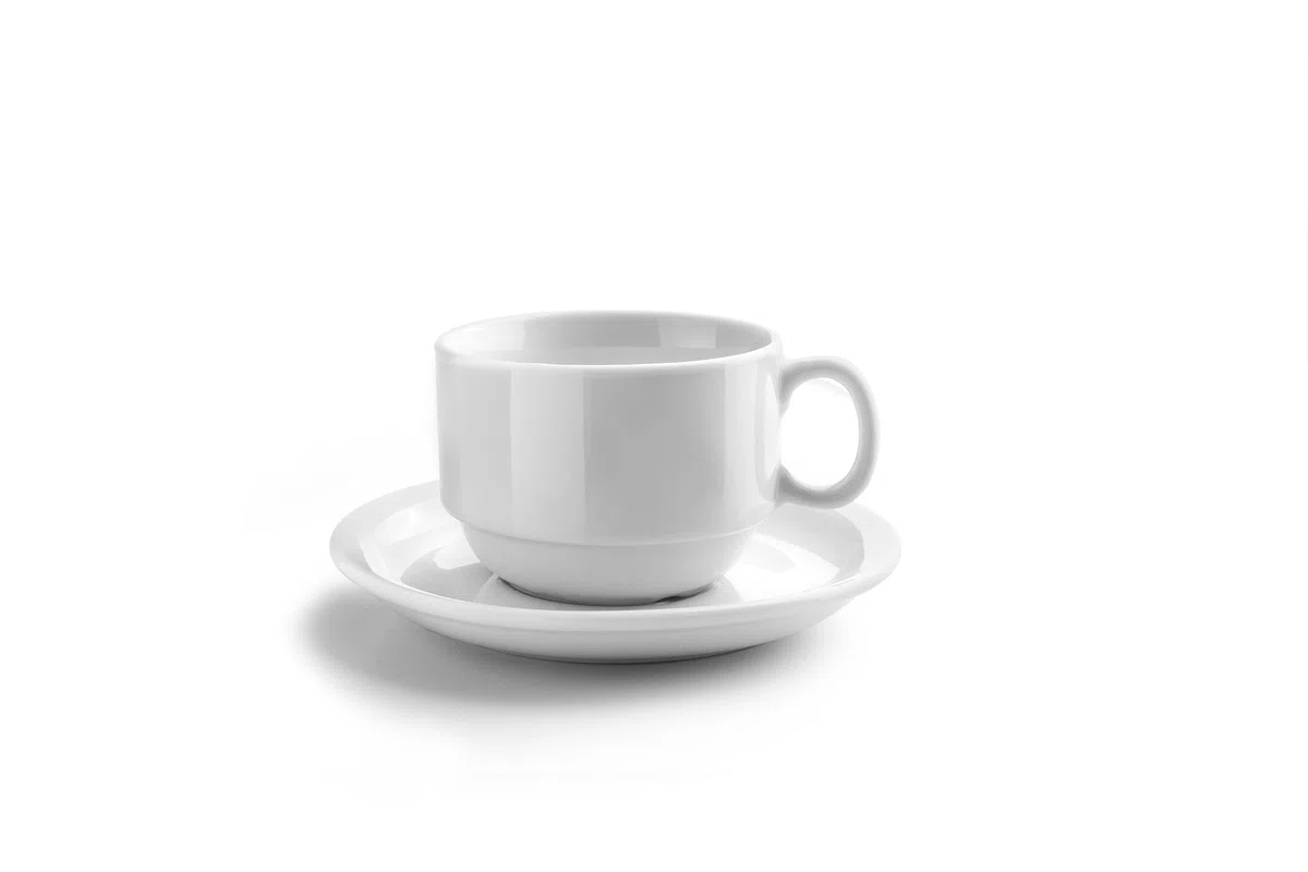 IBILI - Juego de 6 Tazas de 230 ml con Platillos Castilla Blanca, Porcelana