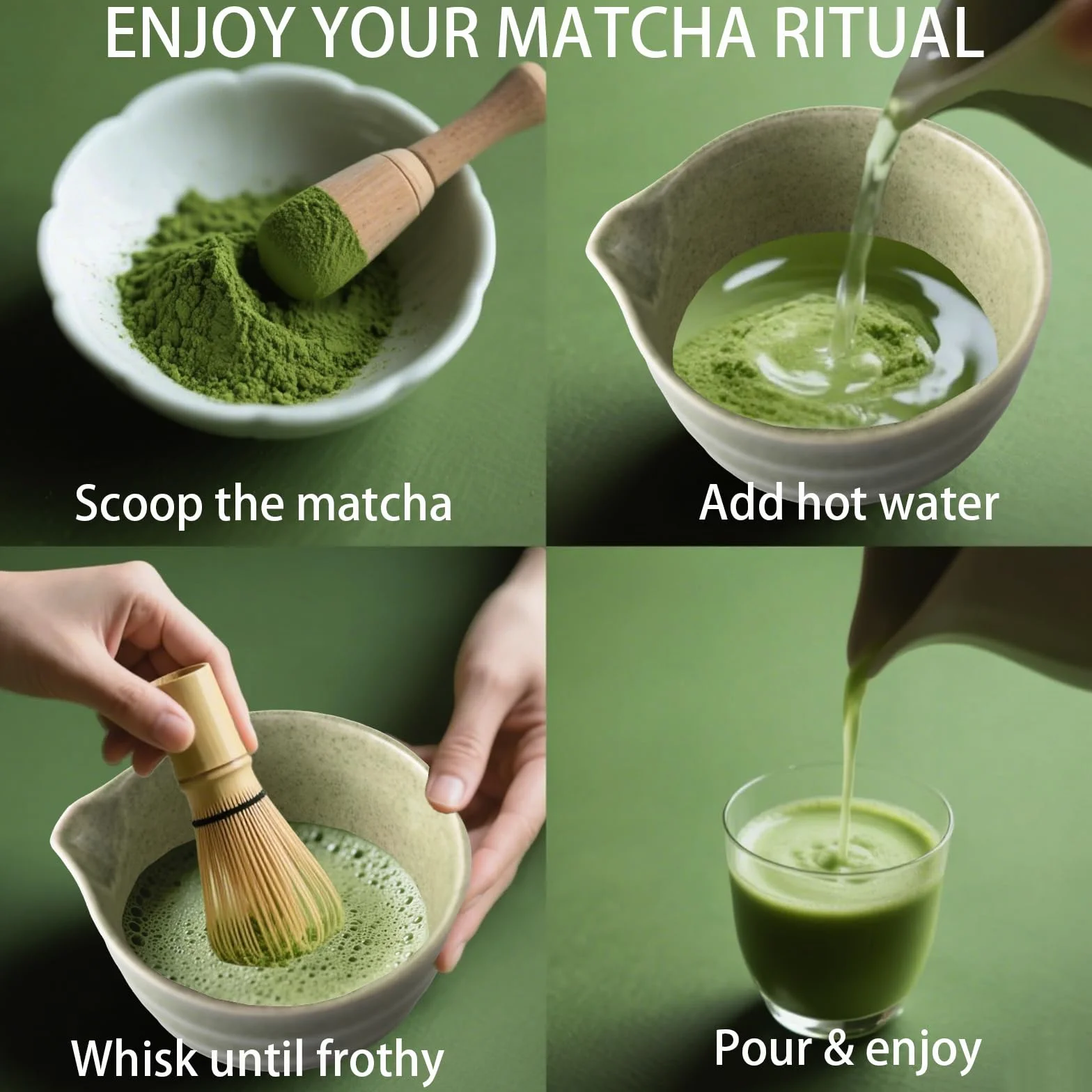 Matcha set Juego de té Matcha de 5 piezas Juego de té japonés batidor de Matcha de Chasen Cuenco de Matcha Cuchara (Chashaku) Colador Soporte para Batidor para hacer té Matcha