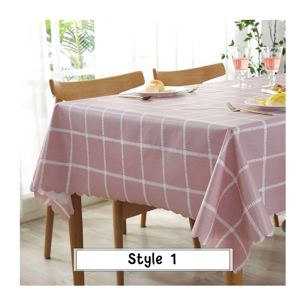 Mantel moderno con estampado geométrico para mesa de comedor de cocina, mantel impermeable de PVC con servilletas de tela, decoración y protección de mesa marrón, 119 x 160 cm