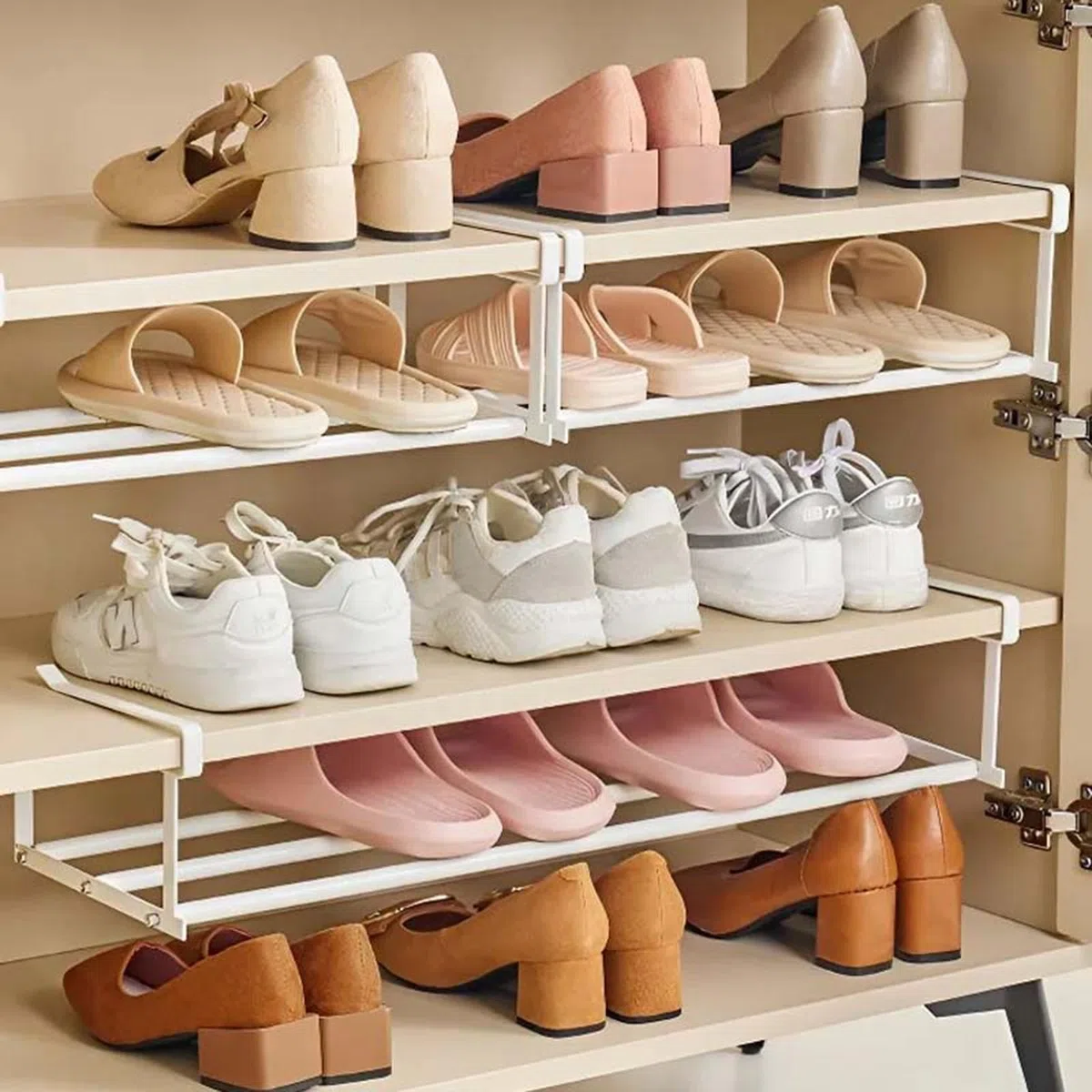 Organizador de zapatos, bandeja retráctil para zapatos, soporte para zapatos, cajón de ahorro de espacio, estante divisor de cajones, bandeja retráctil en capas para zapatos, pantuflas