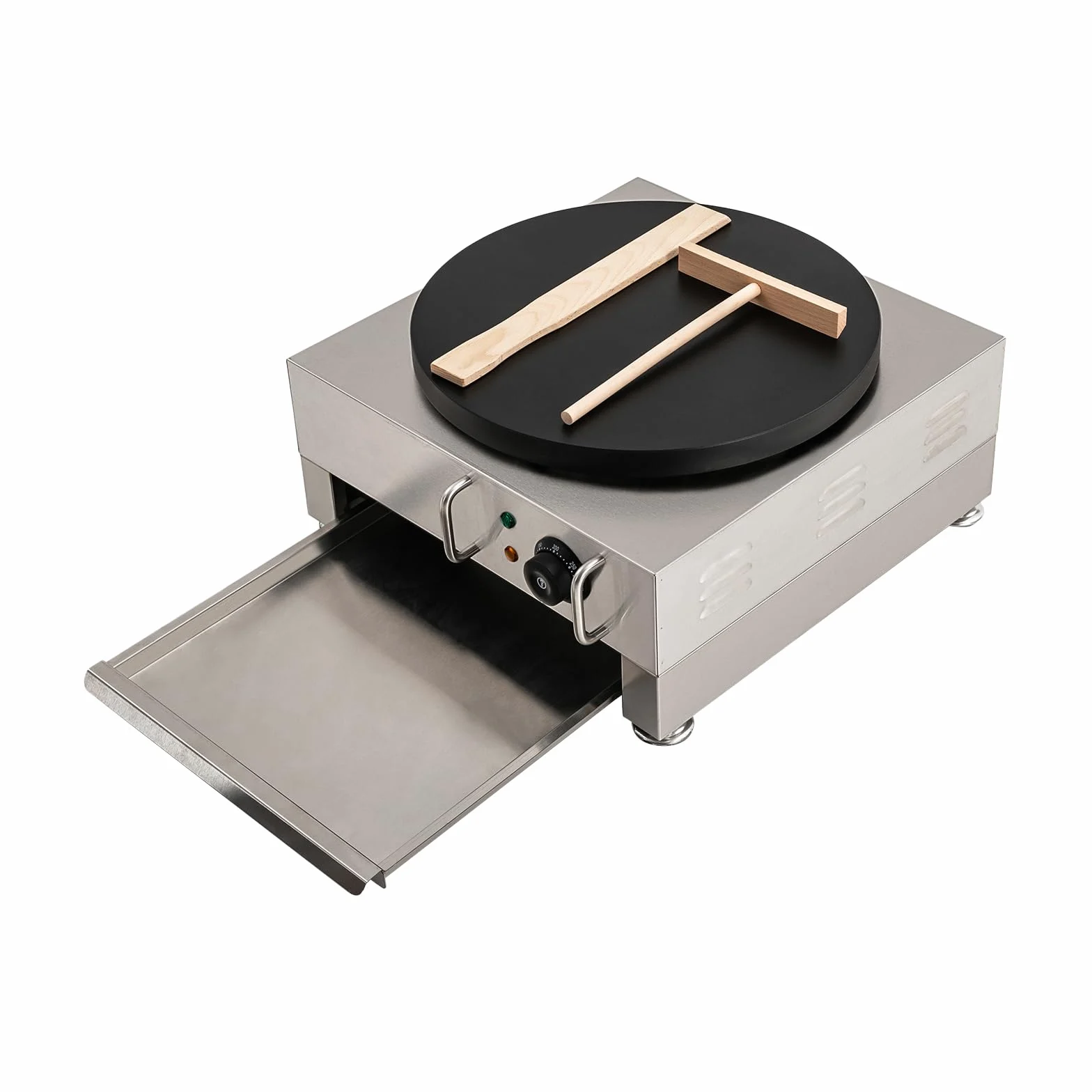 2800 W, 40 cm de diámetro, máquina para crepes con carcasa de acero inoxidable, placa antiadherente y control de temperatura, adecuada para uso doméstico y comercial