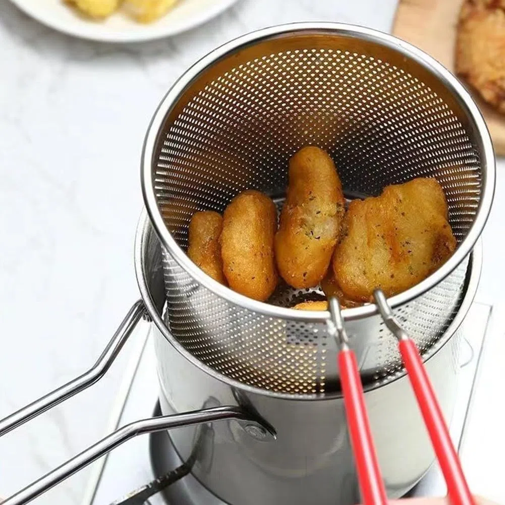 Sartén de acero inoxidable, olla multiusos con asa, para cocinar versátil/cacerola/olla de leche pequeña/olla de freír profunda