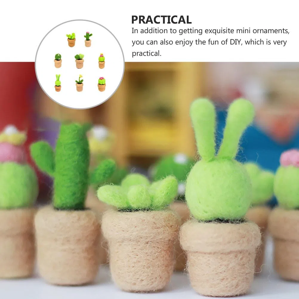 LALAFINA Kit De Fieltro De Aguja Para Manualidades Cactus Mini Decoraciones De Lana Para Hogar Y Niños Materiales De Inicio Diy Para Bricolaje Creativo