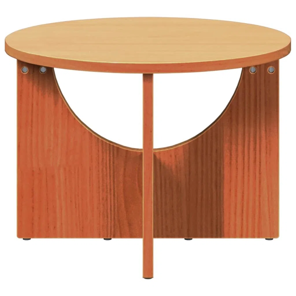 Mesa de centro redonda marrón cera de madera maciza de pino 50 x 50 x 35 cm, mesa de salón estable para bebidas y libros, mesa de sofá versátil para el hogar