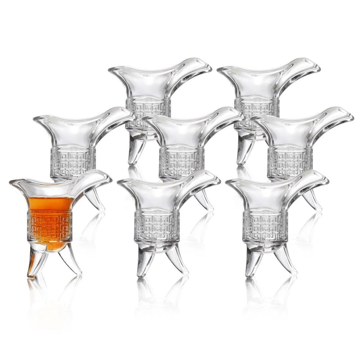 QUAFFER Soju Tequila Vasos de chupito (juego de 8) – Retro Emperador Style Shot Glass – Soju Whisky Tequila Baijiu – Perfecto para fiestas, bares, eventos, bar en casa
