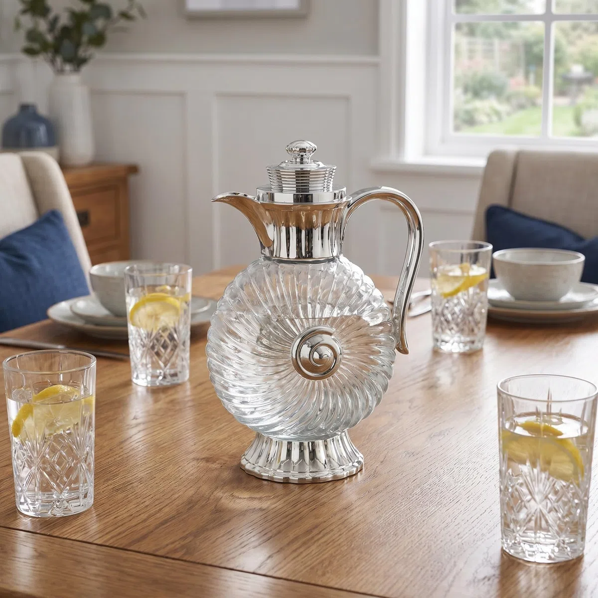 Jarra de Vidrio Diseño Transparente y Elegante para Agua Fría Estilo Árabe con Capacidad de 1.8l Adecuado para Ramadan y Brunch Familiar