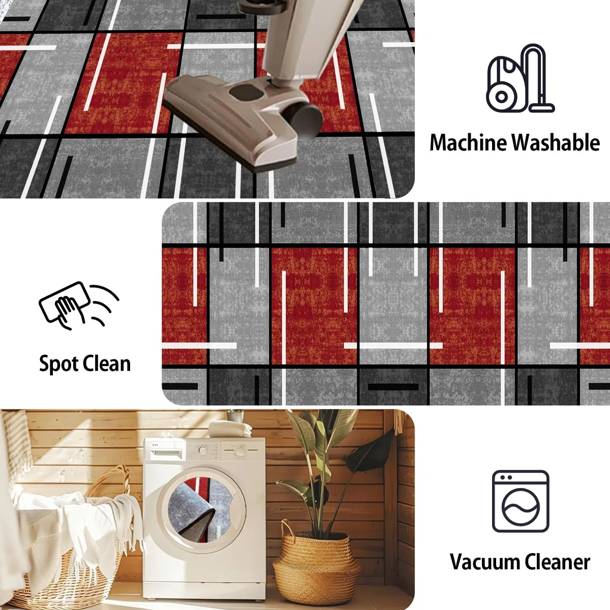WTHYGB Alfombra de pasillo de 2 x 5 pies, antideslizante, lavable a máquina, para entrada, interior, alfombra larga y moderna, alfombra de pelo bajo de 6 mm para dormitorio, lavandería, cocina