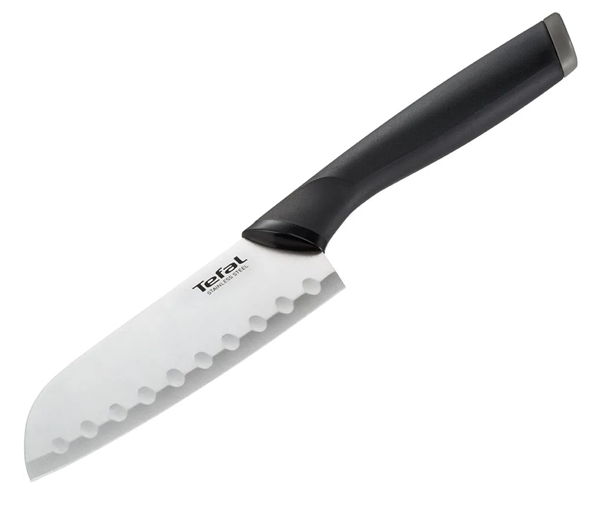 Tefal Santoku Comfort - Cuchillo de 12 cm de acero inoxidable con mango ergonómico, color negro