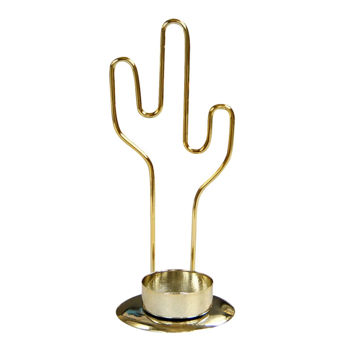 Soporte de metal con forma de cactus, candelabros redondos de hierro europeo vintage dorado para fiestas