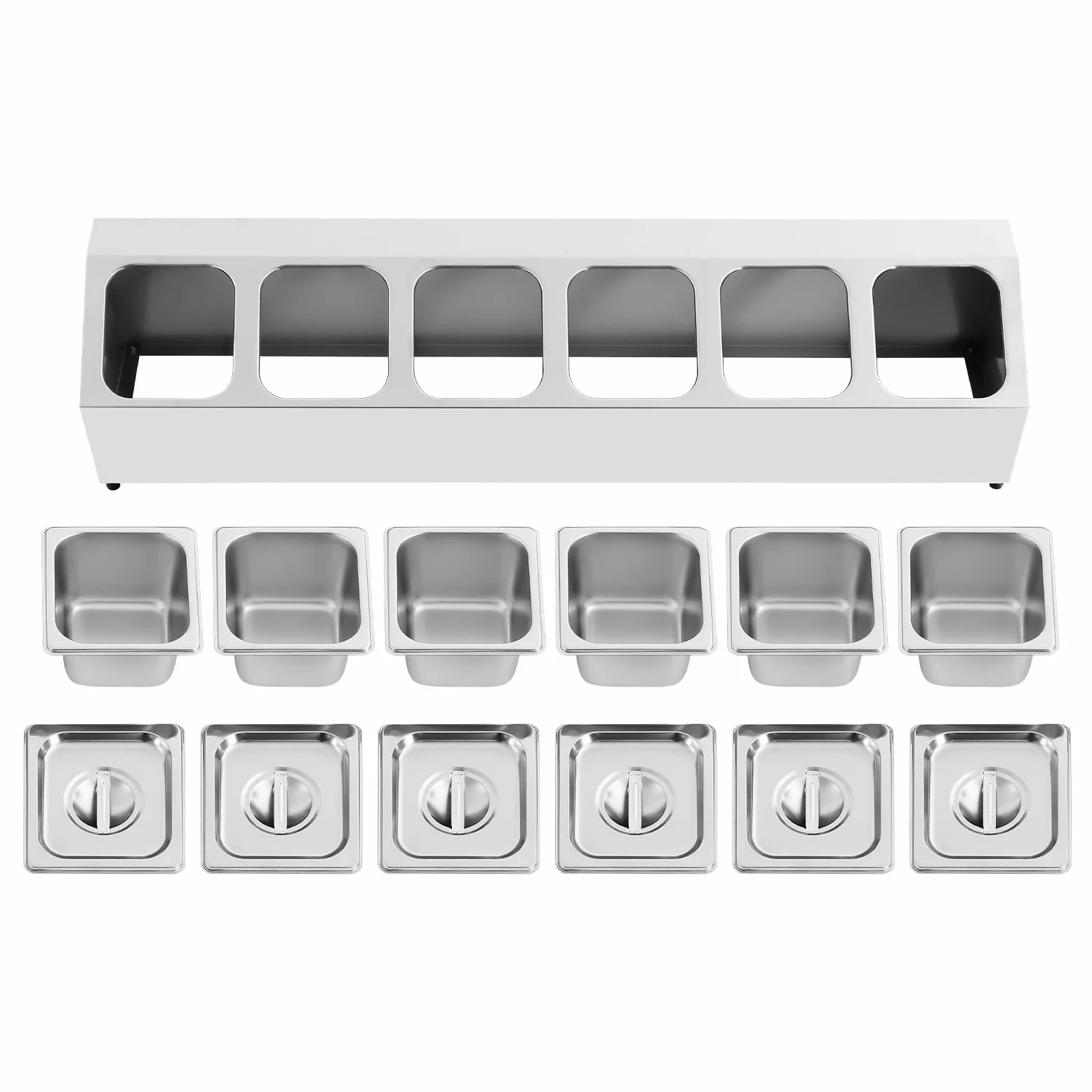 Estantería para condimentos, 6 recipientes con tapa, para restaurantes, restaurantes y cocinas