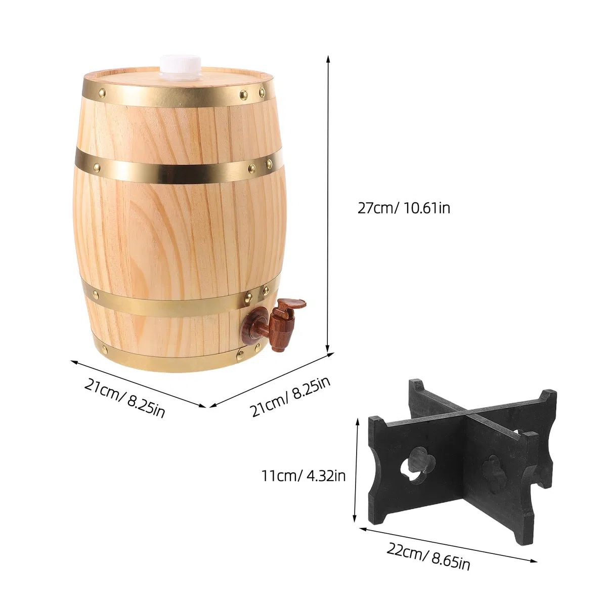 Barril de Whisky - Dispensador de Licor de Madera de Roble de 5 litros con Grifo - Barril de Jugo Vertical para Uso en restaurantes o en el hogar.