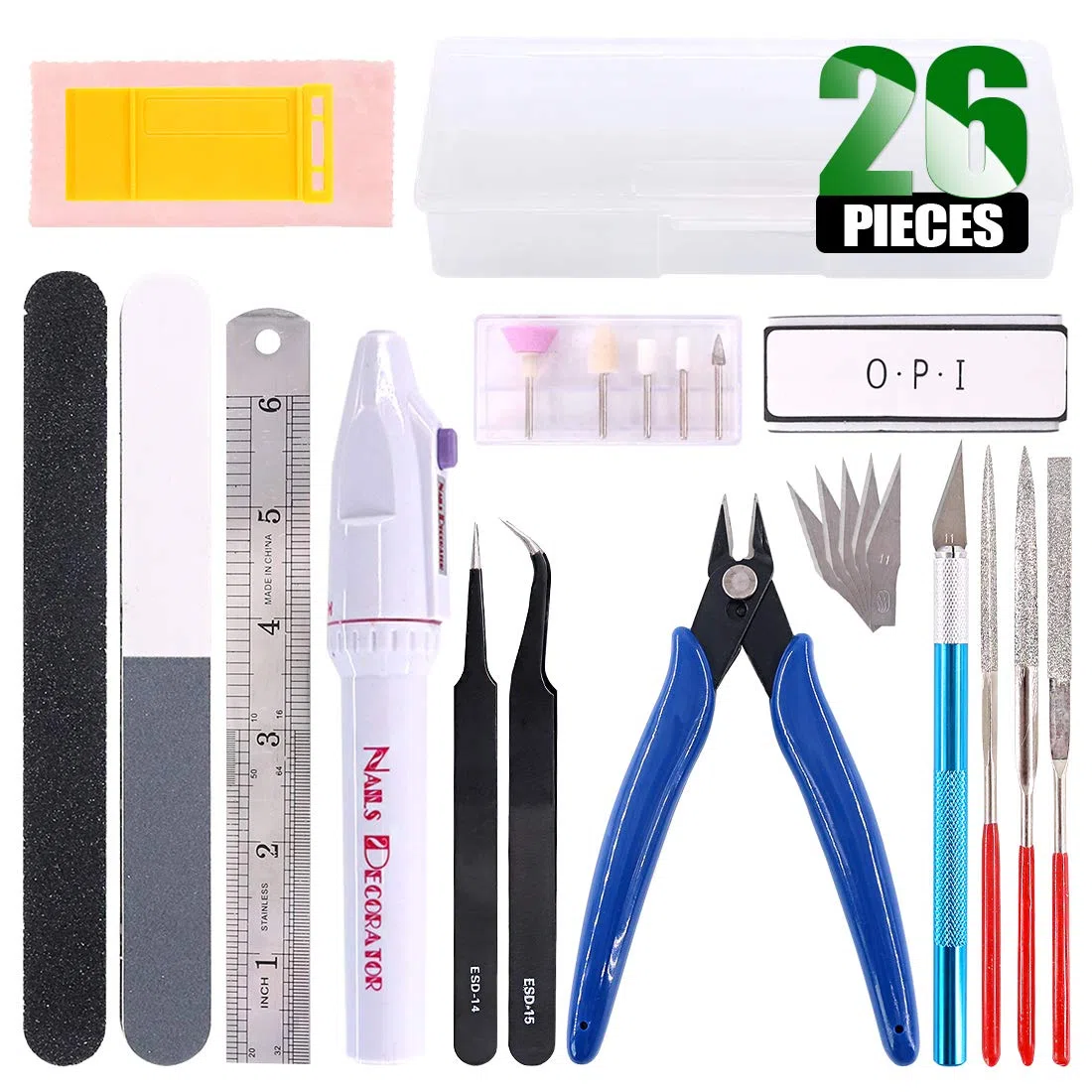 Keadic Juego de 24 herramientas básicas de modelador, kit de herramientas de construcción con kit de herramientas de modelo con una funda de plástico para construcción de modelos profesionales