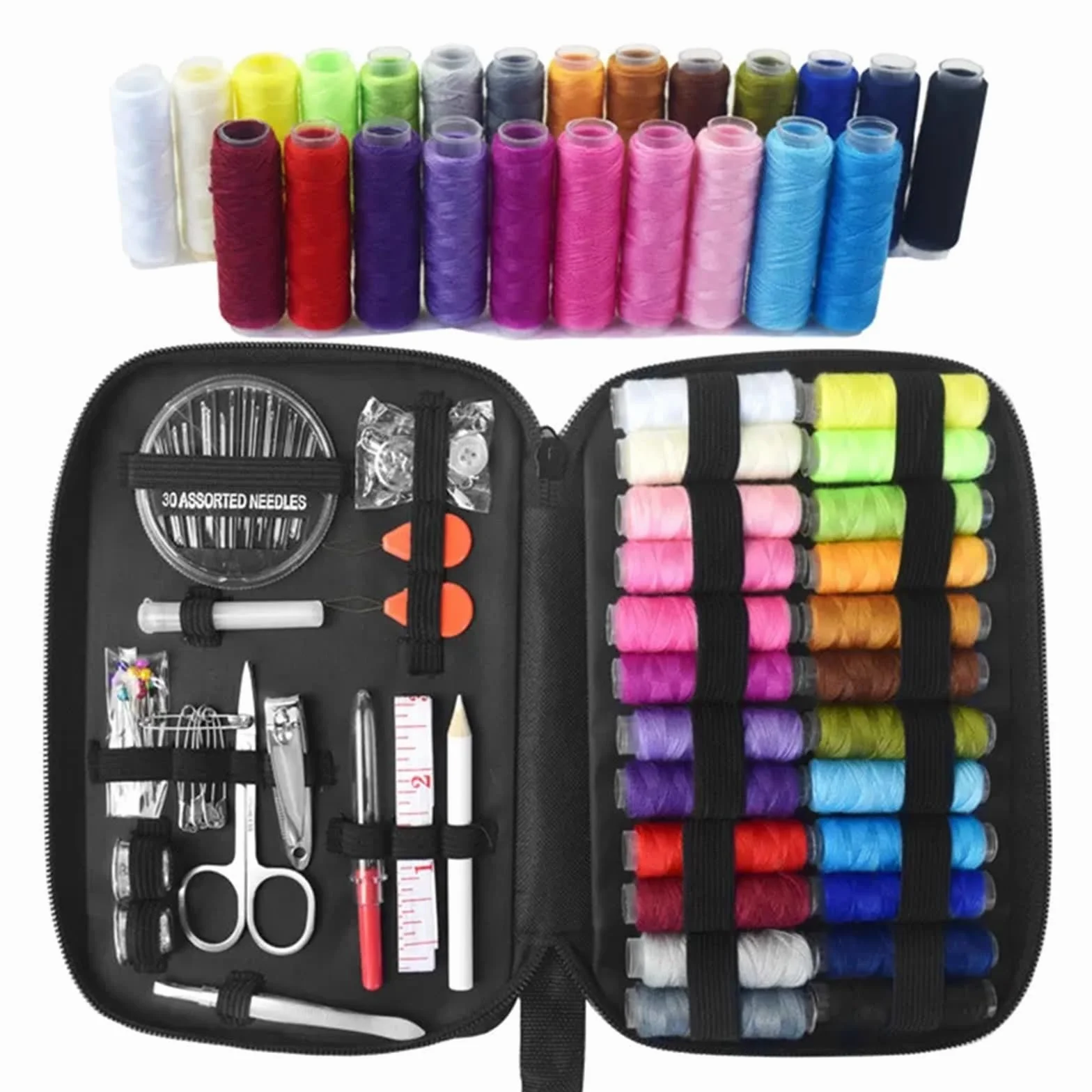 Kit de Costura de Viaje Kit de costura con hilos, agujas, bolsa almacenamiento, tijeras, cinta métrica, botones, portátil, for viajes, bricolaje, bordado, manualidades, caja(229PCS)