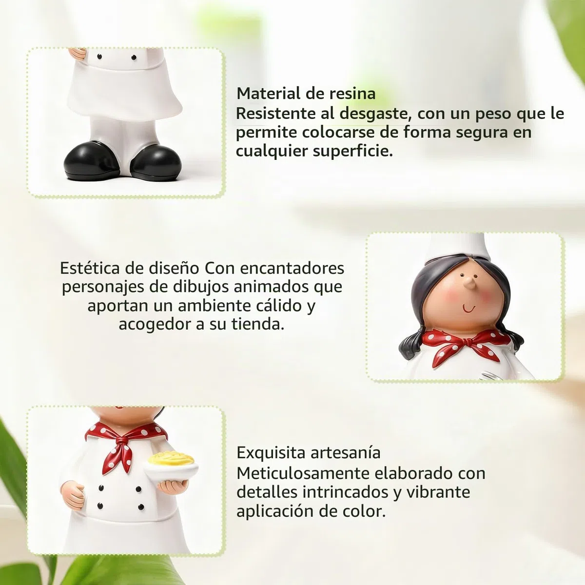 Tissting Escultura Chef Resina 2 Figuras Decoración Cocina Pareja Chef | Estatuas Chef para Bar Gabinete Panadería Regalo Restaurante