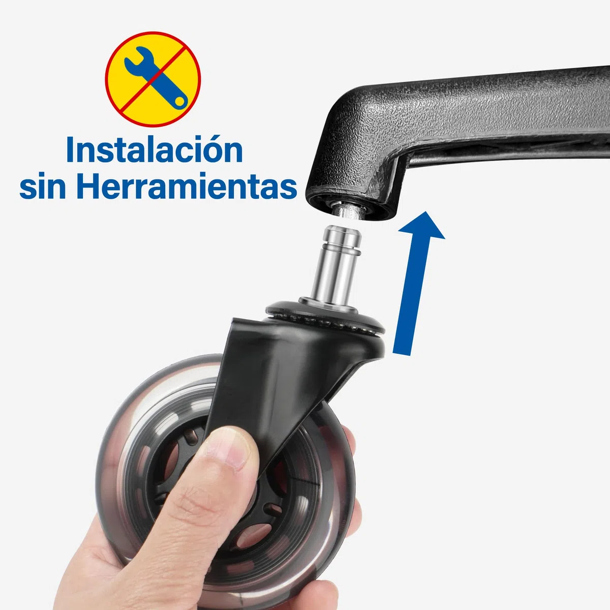 LotFancy Ruedas Silla Oficina, 11 mm x 22 mm, 5 Ruedas de Goma para Sillas Giratorias, para Parqué, Suelo Duro, Alfombra, Supersilenciosas y sin Arañazos, Hasta 300