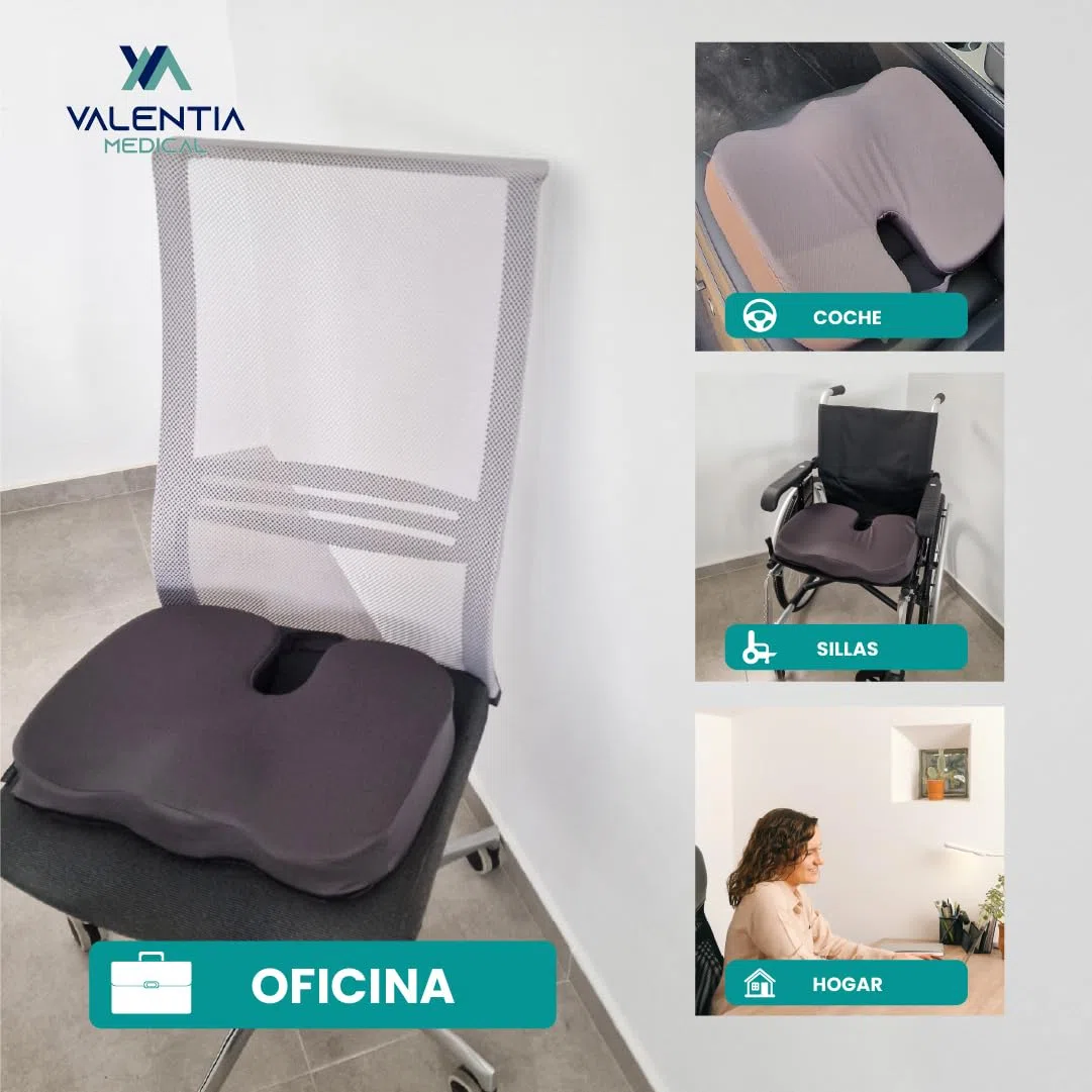 Cojín Viscoelástico Ergonómico para Coxis Firmeza Suave, Espuma Viscoelástica con Funda Lavable, Antideslizante para Silla de Ruedas Oficina Coche Gaming, Negro