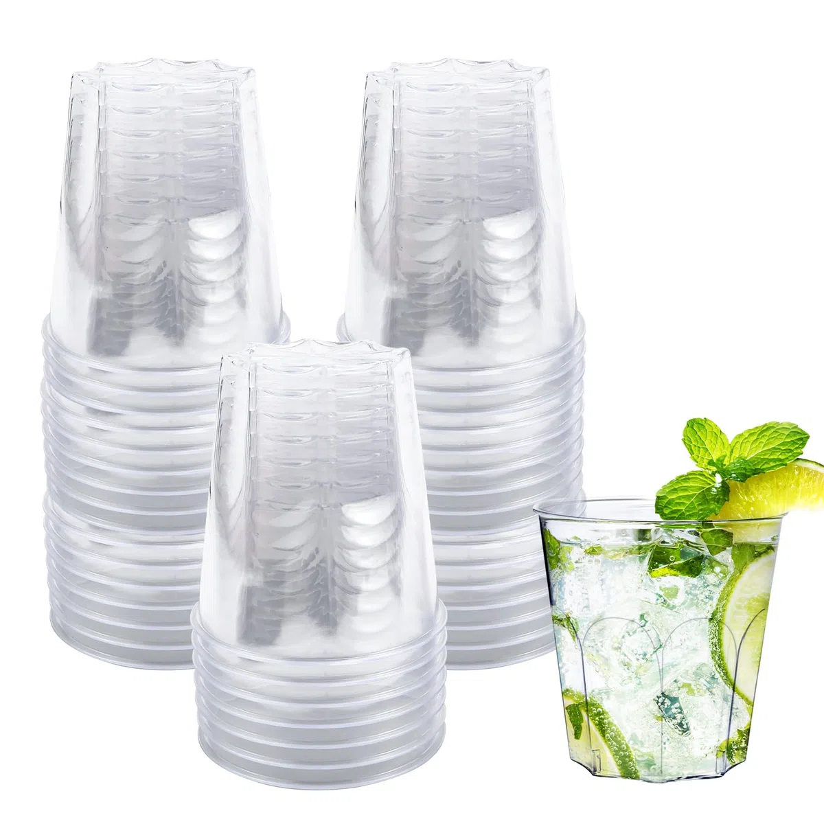 Vasos de Plastico Reutilizables 200 ml 40 Piezas Vasos de Plástico Duro Vasos Transparentes Copas Plastico para Postres Frutas Entrantes Coctel Champán y Cerveza