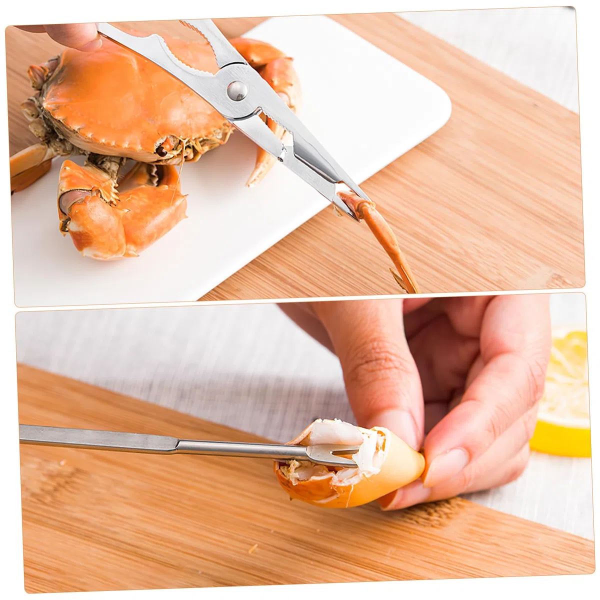 PRETYZOOM Pinzas de Marisco de Acero Inoxidable con Estuche, Juego de 6 Herramientas para Abrir Mariscos y Tenedores de Cangrejo, Adecuado para Familia y Amigos