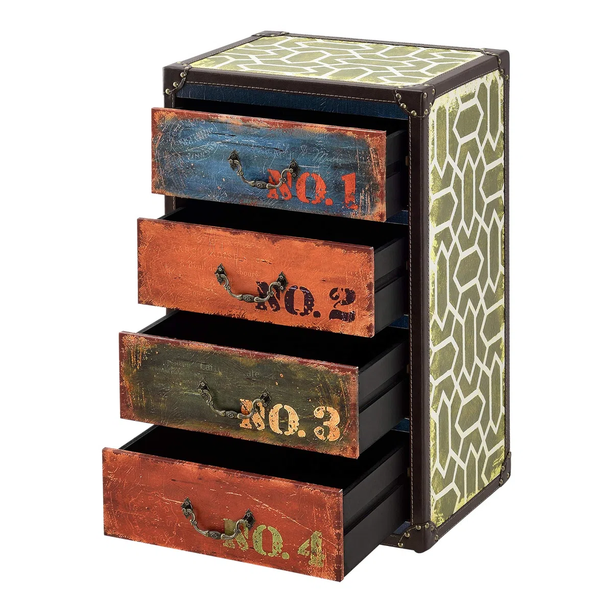 [en.casa] Cómoda para Salón o Pasillo 66 x 40 x 30 cm Armario con 4 Cajones Cajonera Organizador de Oficina Diseño Industrial Sideboard Mueble Auxiliar Multicolor