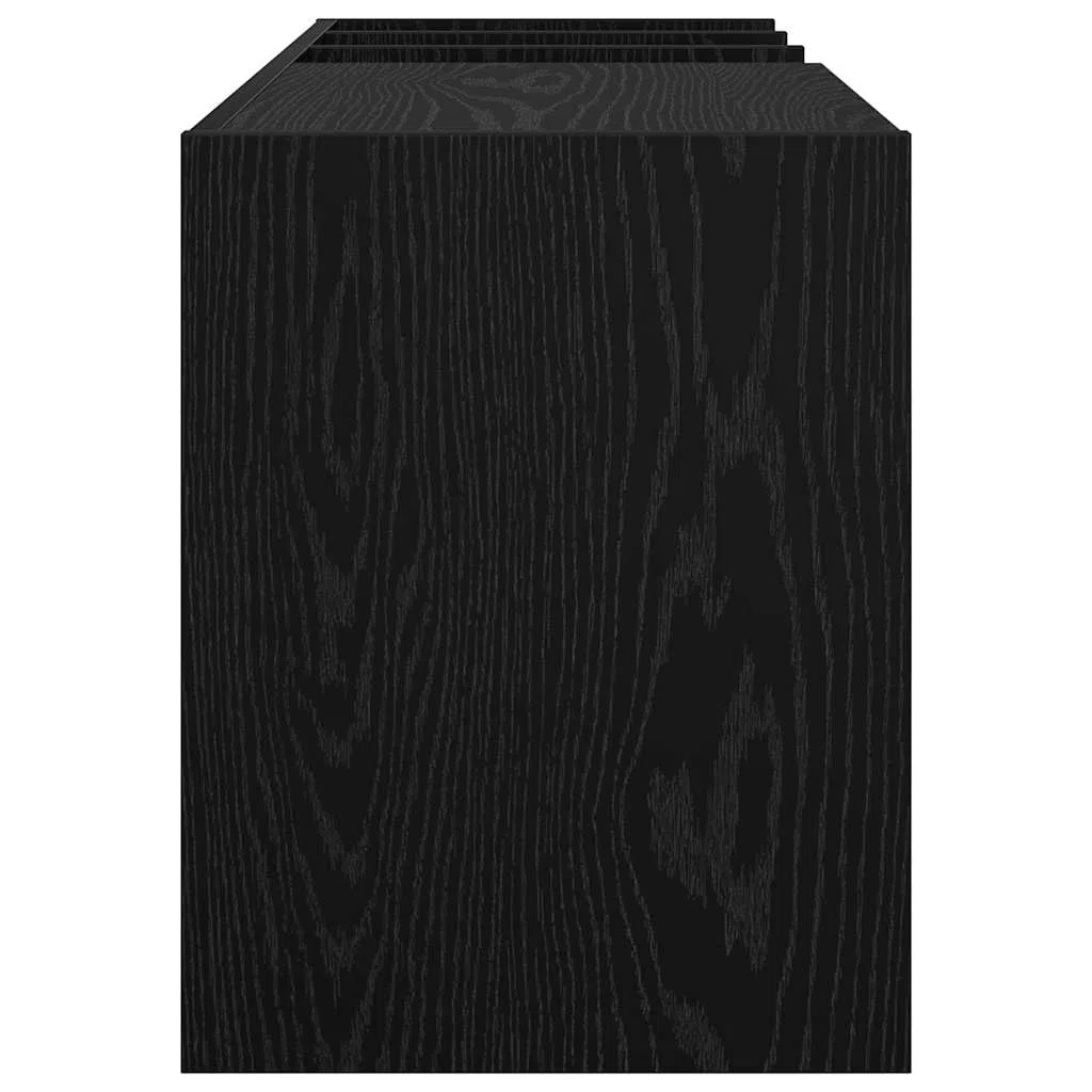 Armario para discos de vinilo, aspecto de roble negro, 78,5 x 35 x 45 cm, con 6 estantes, mueble multimedia versátil para vinilo, CD, DVD, sala de estar y cine en casa