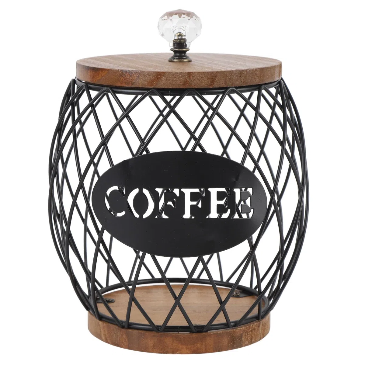 Soporte de la Cápsula de café Zpshyd Almacenamiento de la Vaina de café con Forma de Fruta con Decoración del Hogar del Tapa de la Base de Madera (Negro)