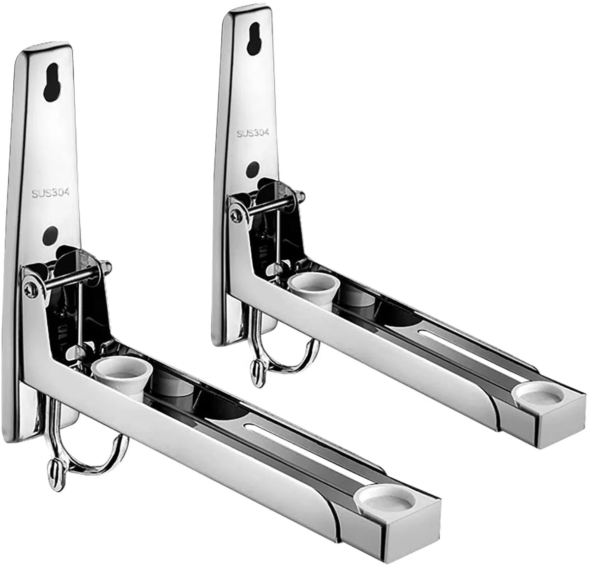 2 Piezas Soporte de Microondas de Acero Inoxidable,acero inoxidable 304 con gancho telescópico para brazos，Soporte de Pared para Horno ，para Horno Microondas, Horno (Plateado)