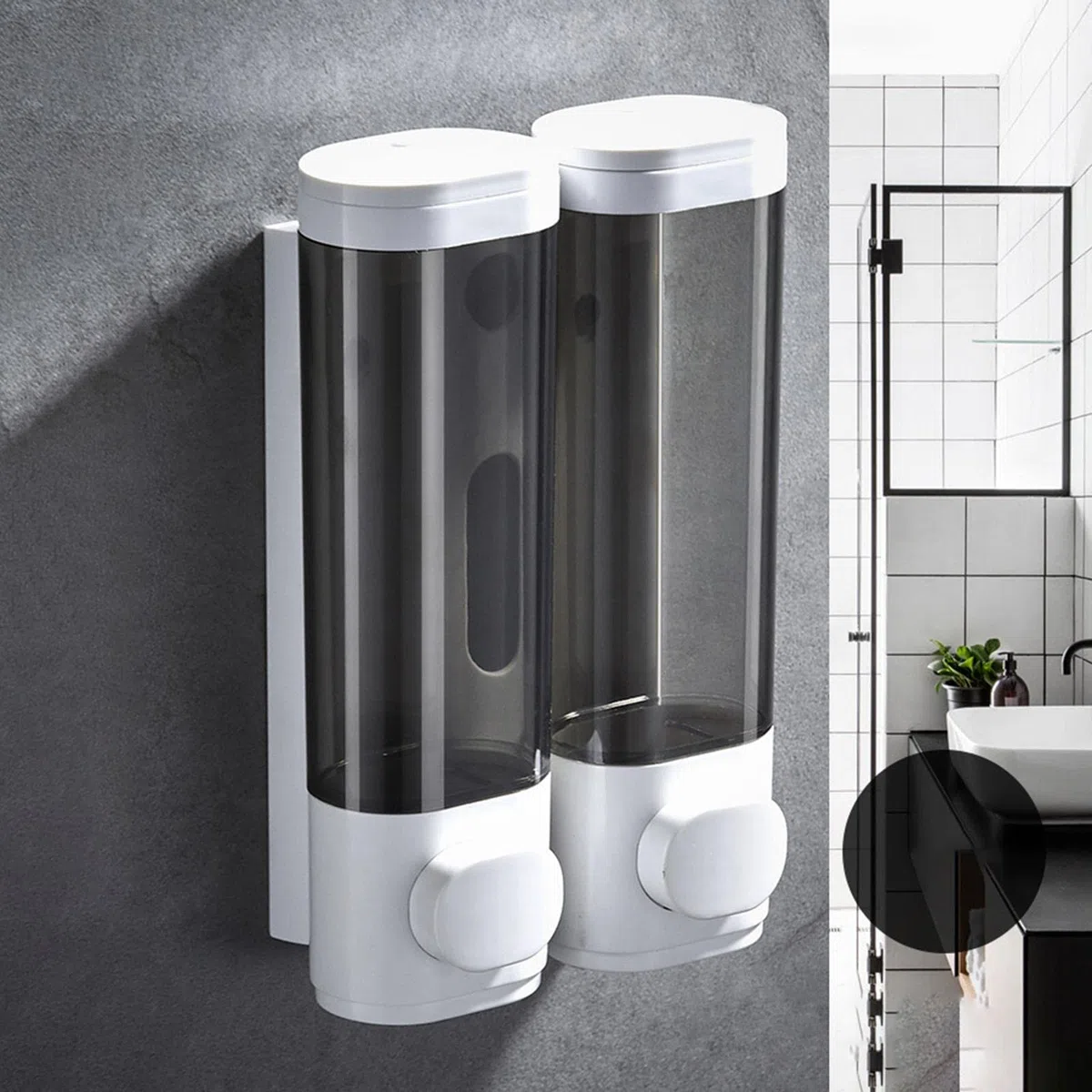 Dispensador de Jabón de Pared con Depósito Recargable Y Ventana Visible Bomba Manual Plástica Resistente para Baño Cocina Oficina Restaurante Escuela