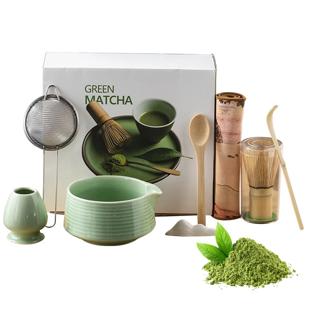 Matcha Kit - Té Matcha Kit de 8 Piezas, Juego de Té Matcha con Cuenco de Matcha, Batidor Matcha, Paño de Cocina,Kit Matcha para la Ceremonia del Té para Amantes Del Matcha