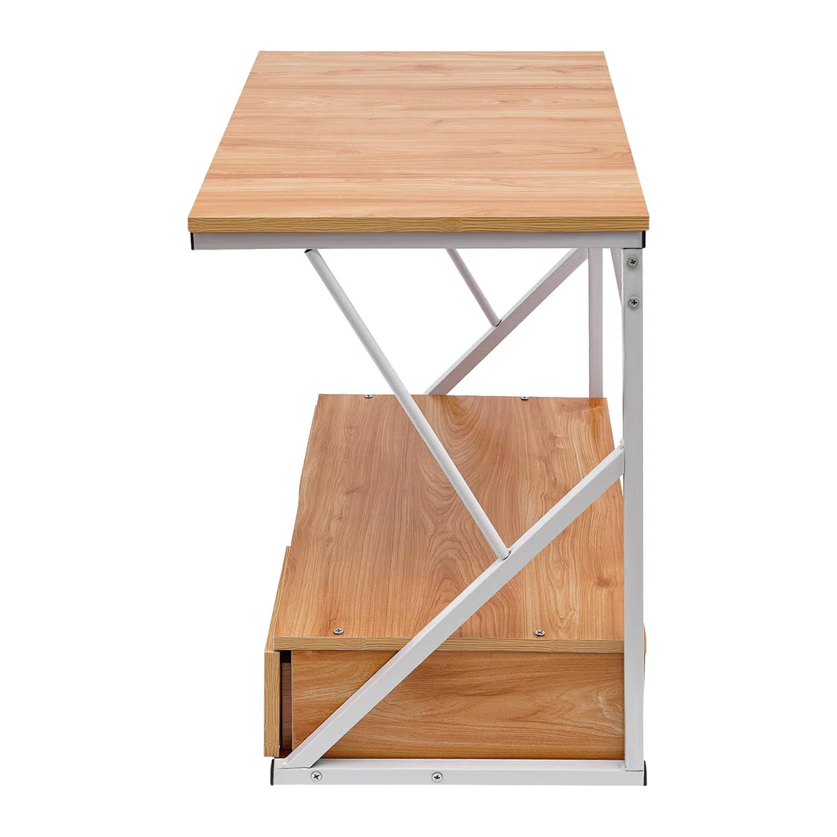 Estantería de cocina de 2 puertas, de pie, con cajón, para microondas, para encimera y almacenamiento, 54 x 35 x 50 cm (madera + blanco)