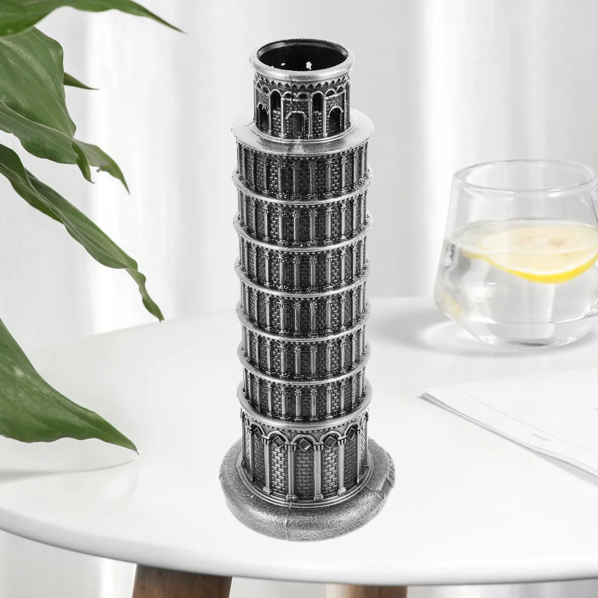 Alipis Mini Maqueta Torre Inclinada de Pisa, Adorno Arquitectónico de Aleación de Zinc, Elaborado para Embellecimiento del Hogar y Oficina